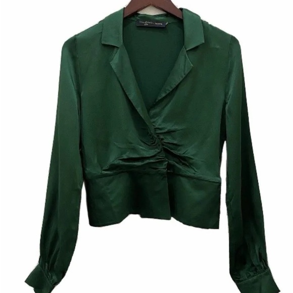 House of Harlow 1960 Jackets & Blazers - House of Harlow 1960 x Revolve Emerald Green Ruched Blazer Top Size S